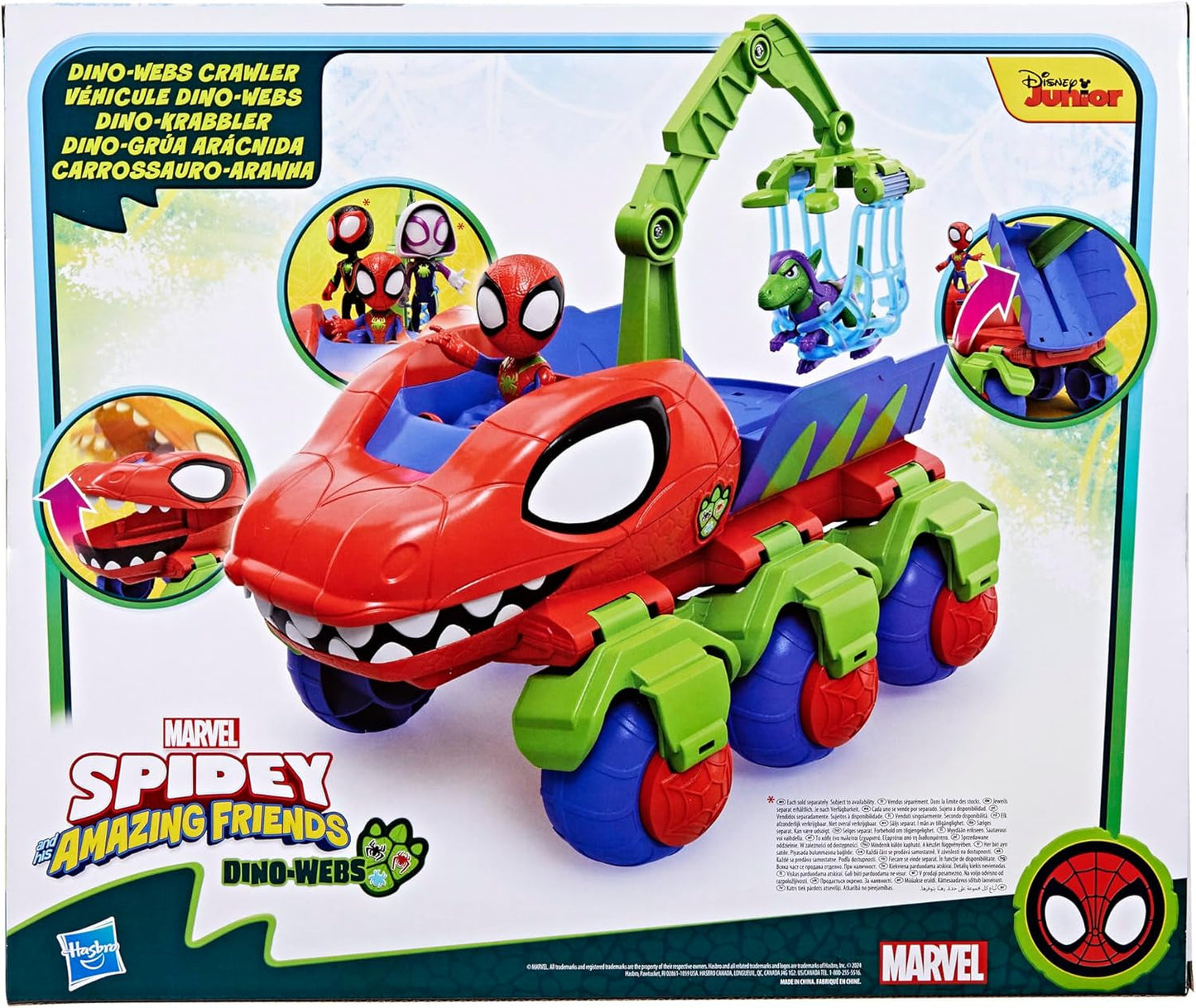 Marvel Spidey a jeho super přátelé Dino Crawler Superhrdina s figurkami Spideyho a Dino a transportní hračkou pro děti od 3 let Akční figurky Naty Shop