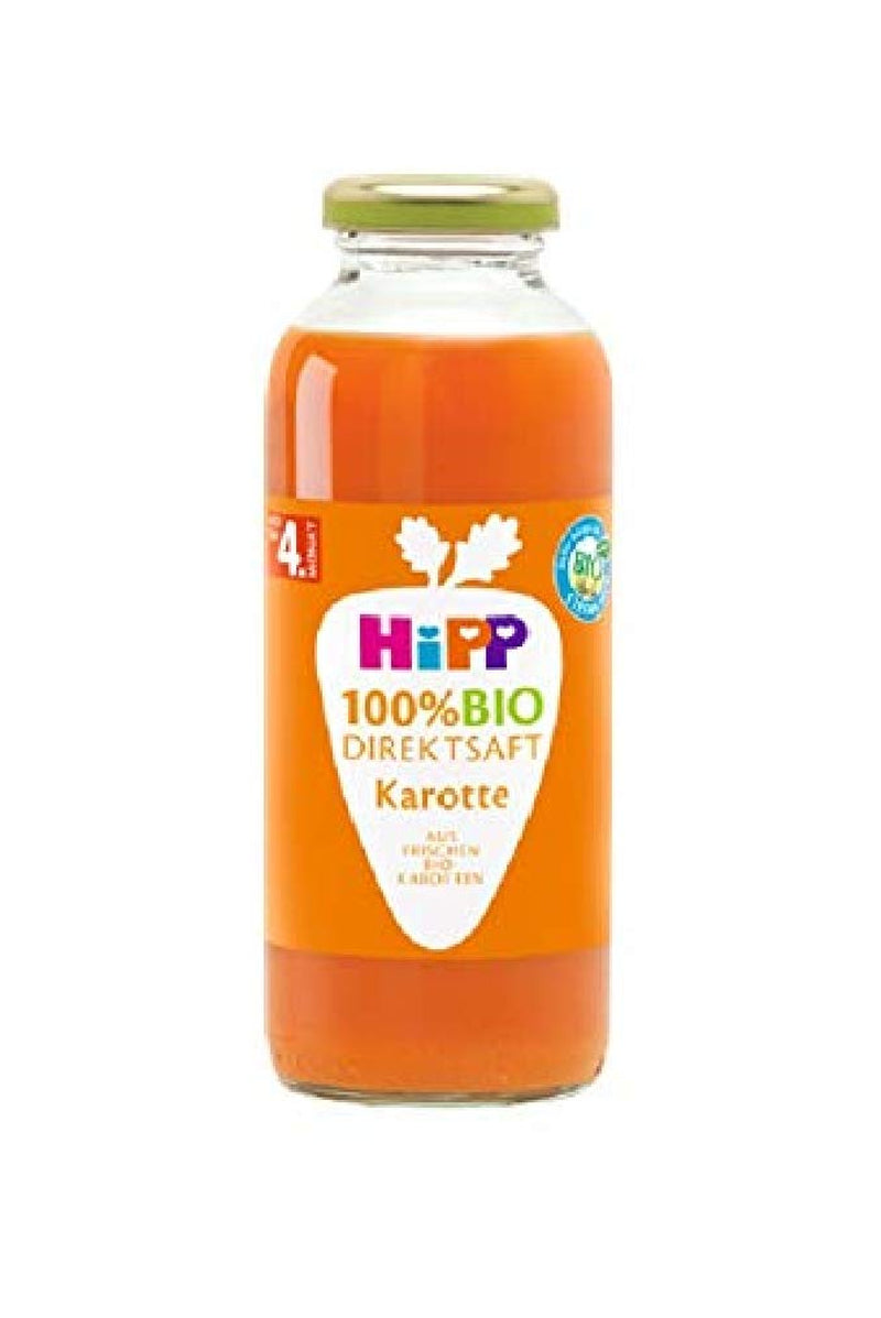 HiPP 100% přímá mrkvová šťáva (6 x 330 ml), od 5 měsíců, lisovaná přímo z čerstvé zeleniny, bohatá na vitamín C, bez přidaného cukru, nejlepší bio kvalita