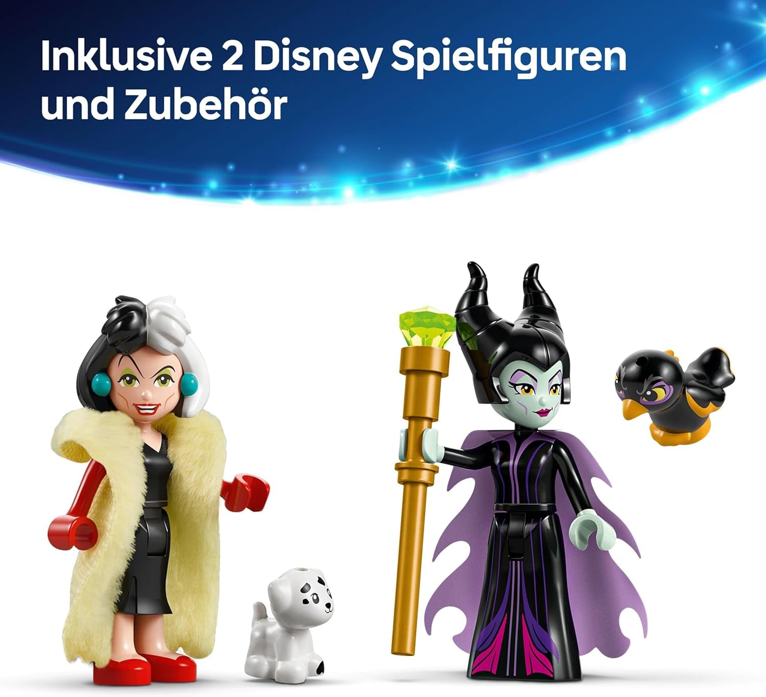 LEGO Ç€ Disney Villains The Dresses Of Maleficent And Cruella De Vil - Hračka pro chlapce a dívky od 9 let - Vč. 2 minipanenky a 2 figurky zvířat – dárek k narozeninám pro fanoušky 43262 Stavebnice Besuche den LEGO-Store