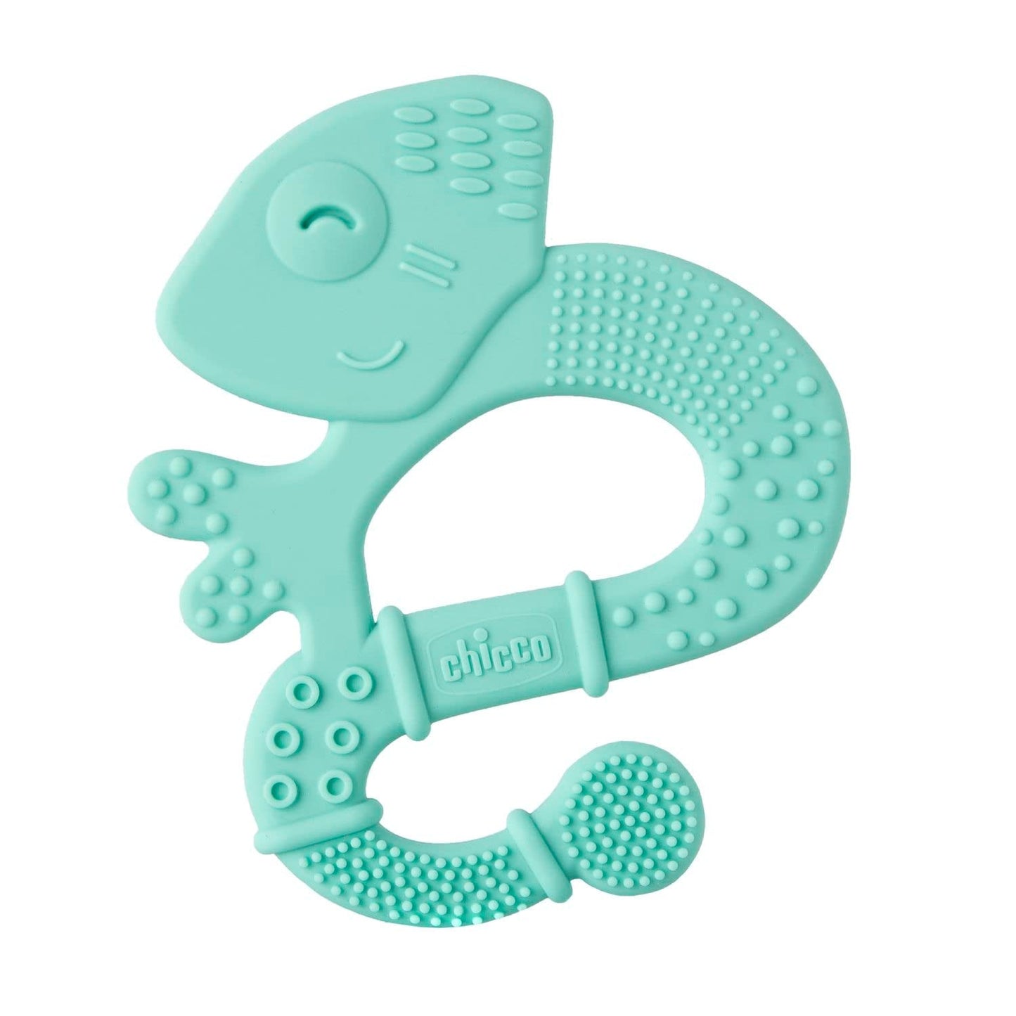 Chicco Soft&Clean kousací kroužek ještěrka, modrá, 2M+