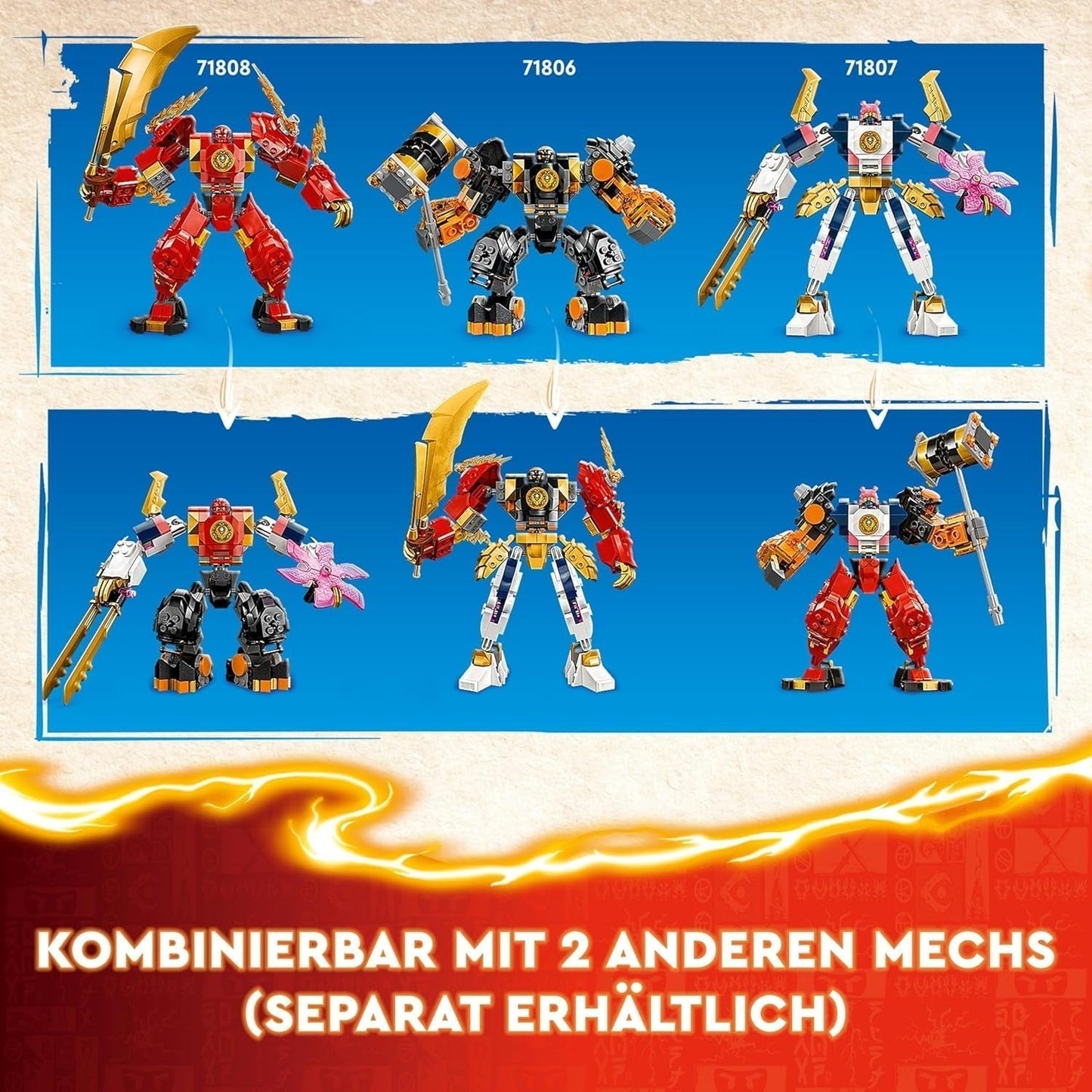 LEGO NINJAGO Akční figurka Kaiova figurka pro děti s nastavitelnou červenou figurkou Mech Ninja Set 4 figurky včetně Kaie a Zane Dárek pro 7leté chlapce a dívky 71808 Stavebnice Beuche den LEGO-Store