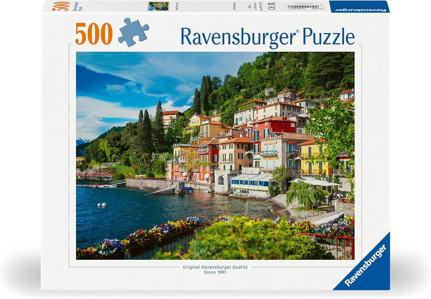 Ravensburger Puzzle 12000201 - Jezero Como, Itálie - 500dílné puzzle pro dospělé a děti od 10 let, puzzle na šířku s italskými motivy Puzzle Naty Shop