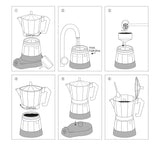 Cilio Classico espresso kávovar na 6 šálků | elektrický 480W | Ø 11,5 cm Výška: 25 cm | hliník | červená | integrovaná varná deska | s funkcí udržení tepla a redukčním filtrem | na cestování nebo kempování