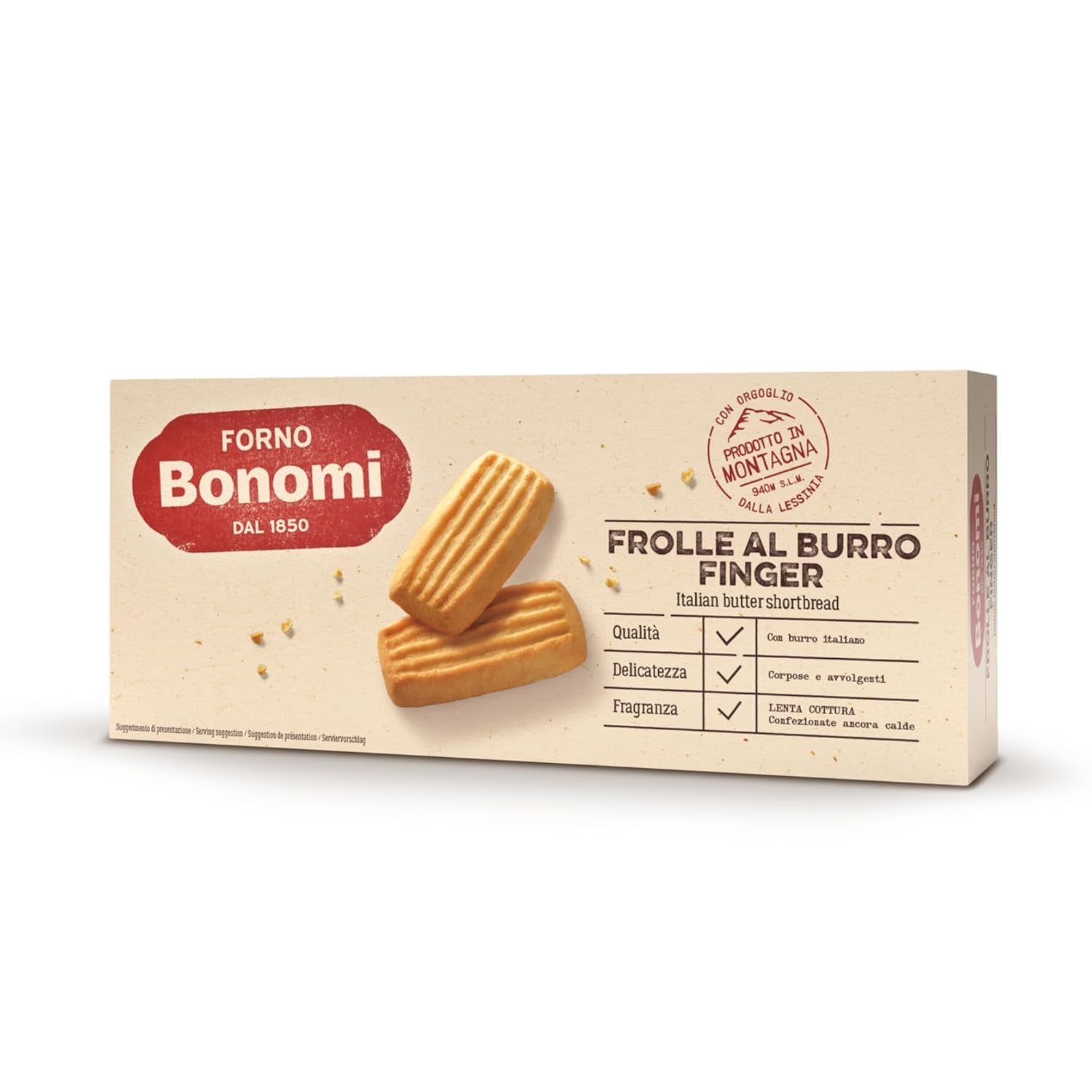 Frolle Al Burro prsty. Biscotti tradičně připravované Come Una Volta. Ideální Come Fine Pasto Goloso, Ma Anche Da Abbinare Al the O Al Caffè. Balení Ano 150G