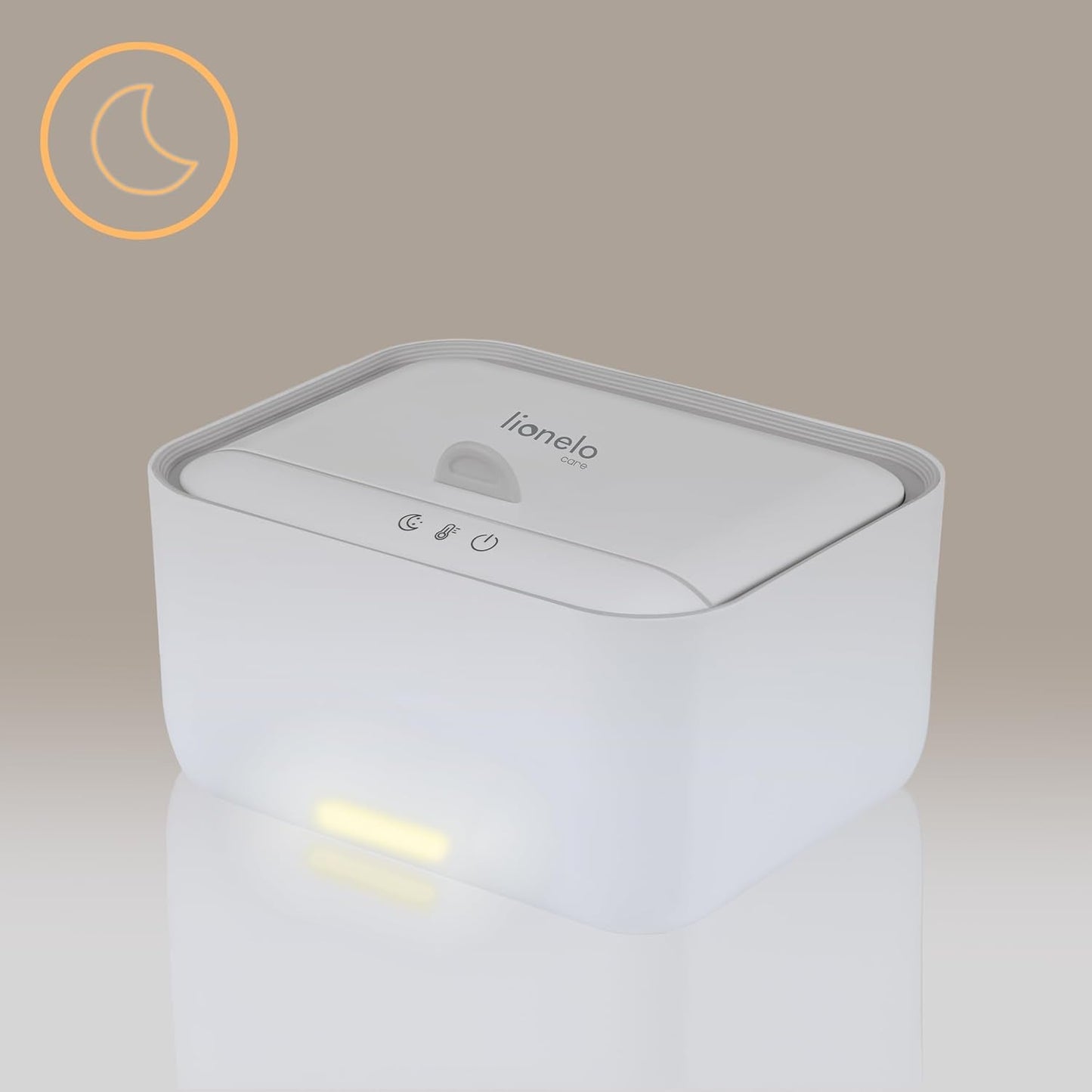 Lionelo BABYBLISS 20W Ohřívač na vlhčené ubrousky a malé ručníky, 20W pro miminka, vestavěné noční světlo, 3 nastavení teploty, dotykový panel, udržuje ubrousky vlhké