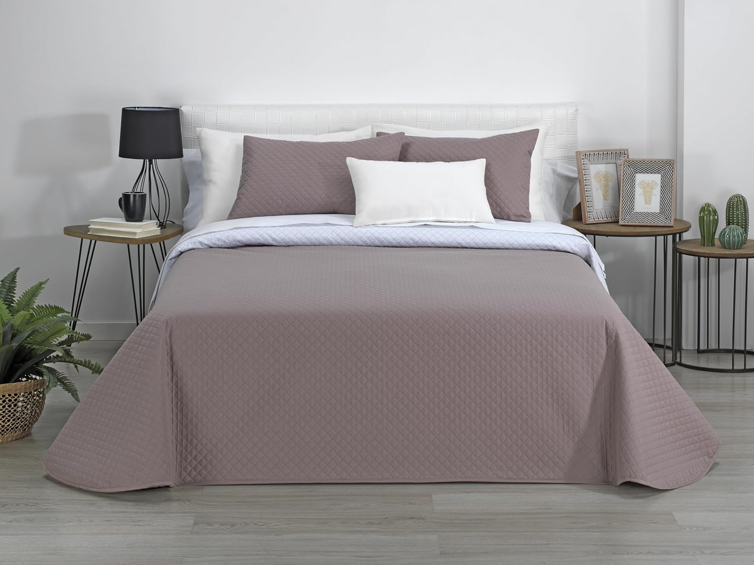 AVA | Boutique oboustranná přikrývka | Pro všechna roční období | Barva - Bílá/Taupe | Pro postel 120/135 cm. postel. (230 X 270 Cm. Ancho X Alto) | Prošívaná přikrývka Přikrývky a přikrývky Naty Shop