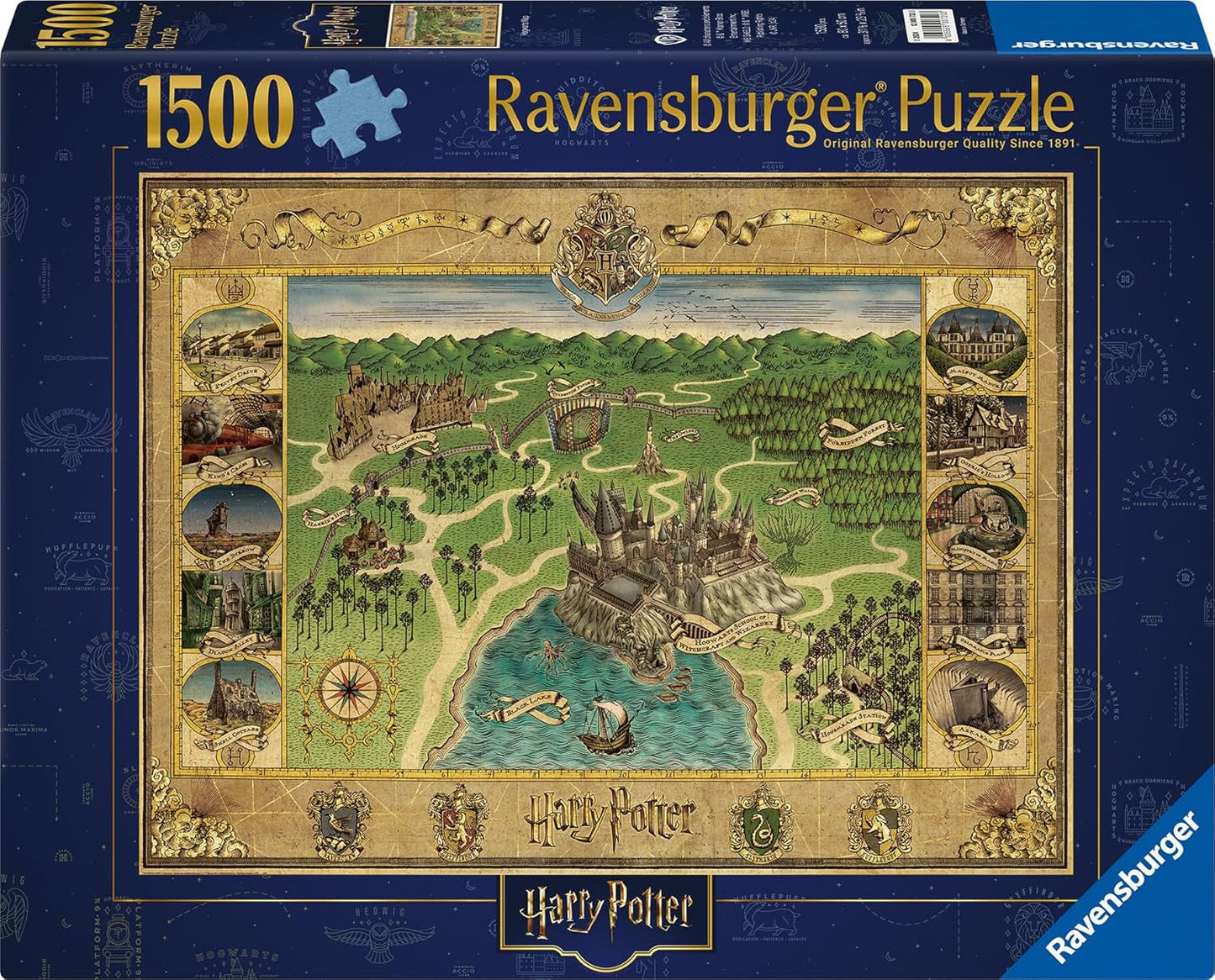 Puzzle Ravensburger 12000720 - Mapa Bradavic - 1500dílná skládačka pro dospělé a děti od 14 let Harryho Pottera, puzzle se zbožím pro fanoušky Harryho Pottera Naty Shop