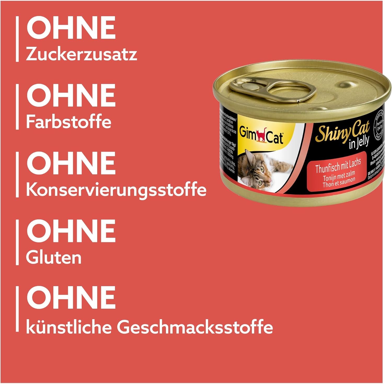 GimCat ShinyCat in Jelly Thunfisch mit Lachs - Nassfutter mit Fisch und Taurin für Katzen - 24 dávek (24 x 70 g)