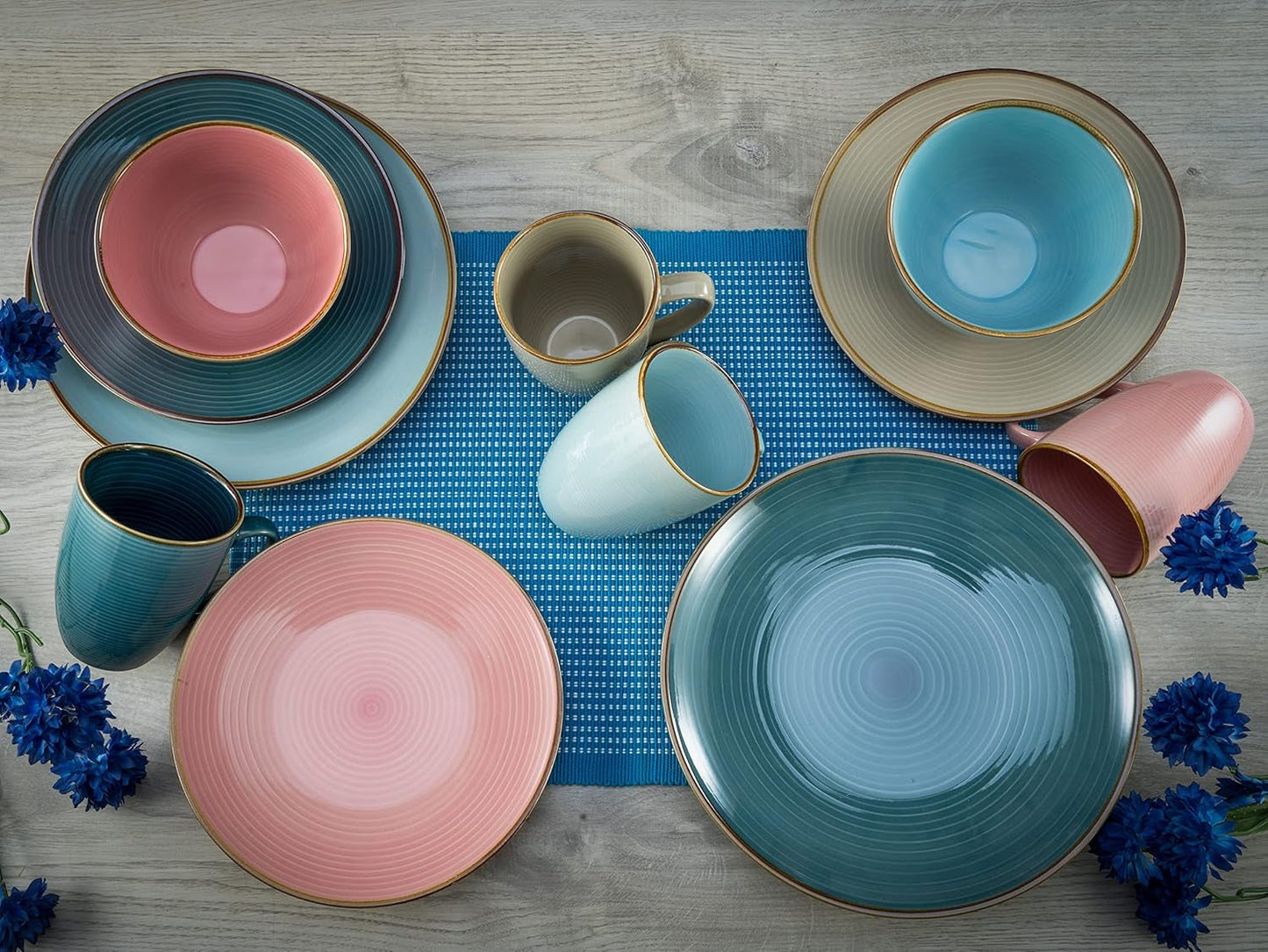 CreaTable, 22506, řada COSY DAY, 16dílná sada nádobí pro 4, porcelánová kombinovaná služba, vhodné do myčky a mikrovlnné trouby, kvalitní výroba