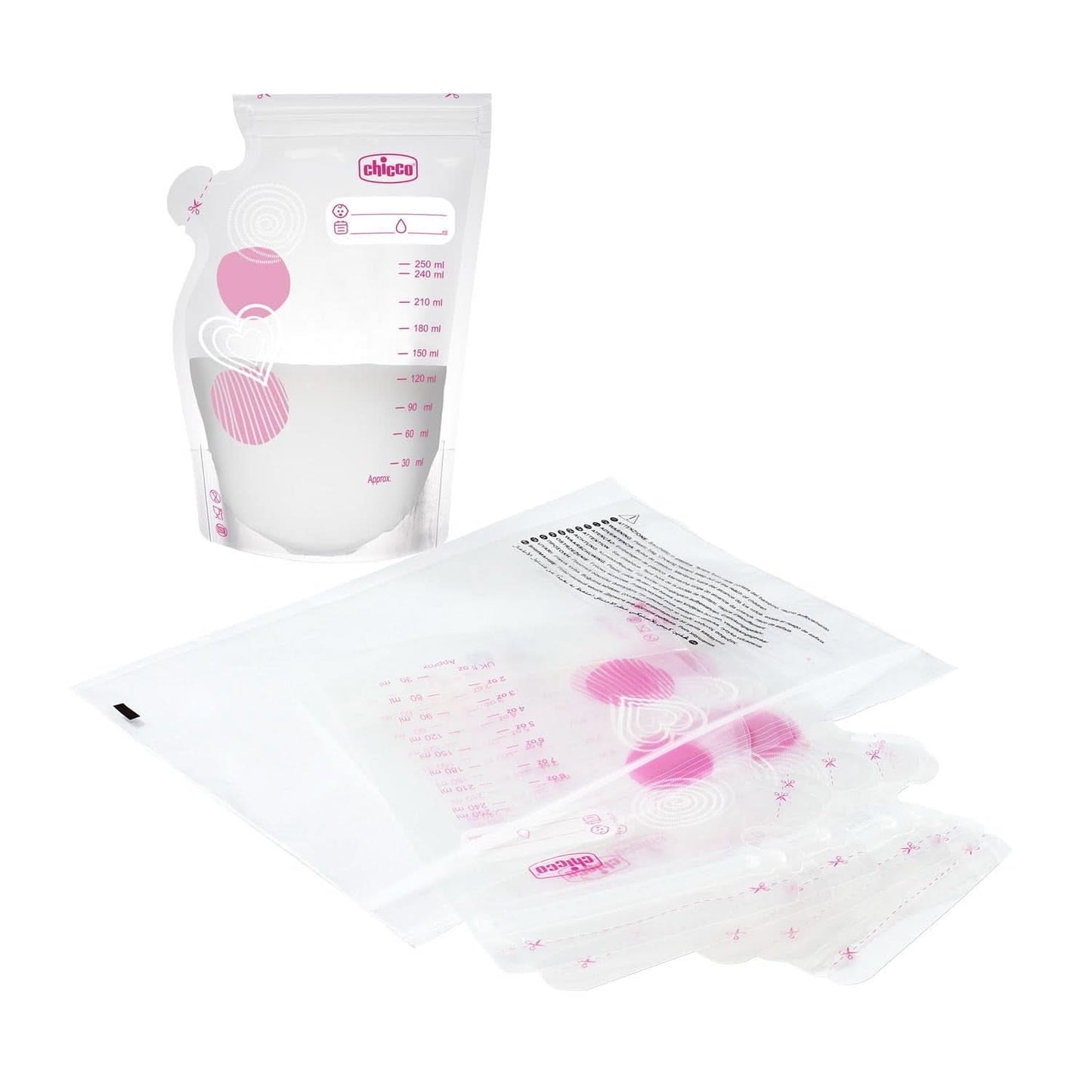 Chicco sáček na mléko s 30 kusy, nepropustný, 250 ml Příslušenství Potraviny a kojení Bebe Naty Shop