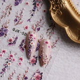JMEOWIO 3D Nálepka na nehty Blumen Nálepka na nehty Selbstklebend Nagelaufkleber 5D Stereoskopické jarní letní dekorace Nageldesign Zubehör 4 Blatt