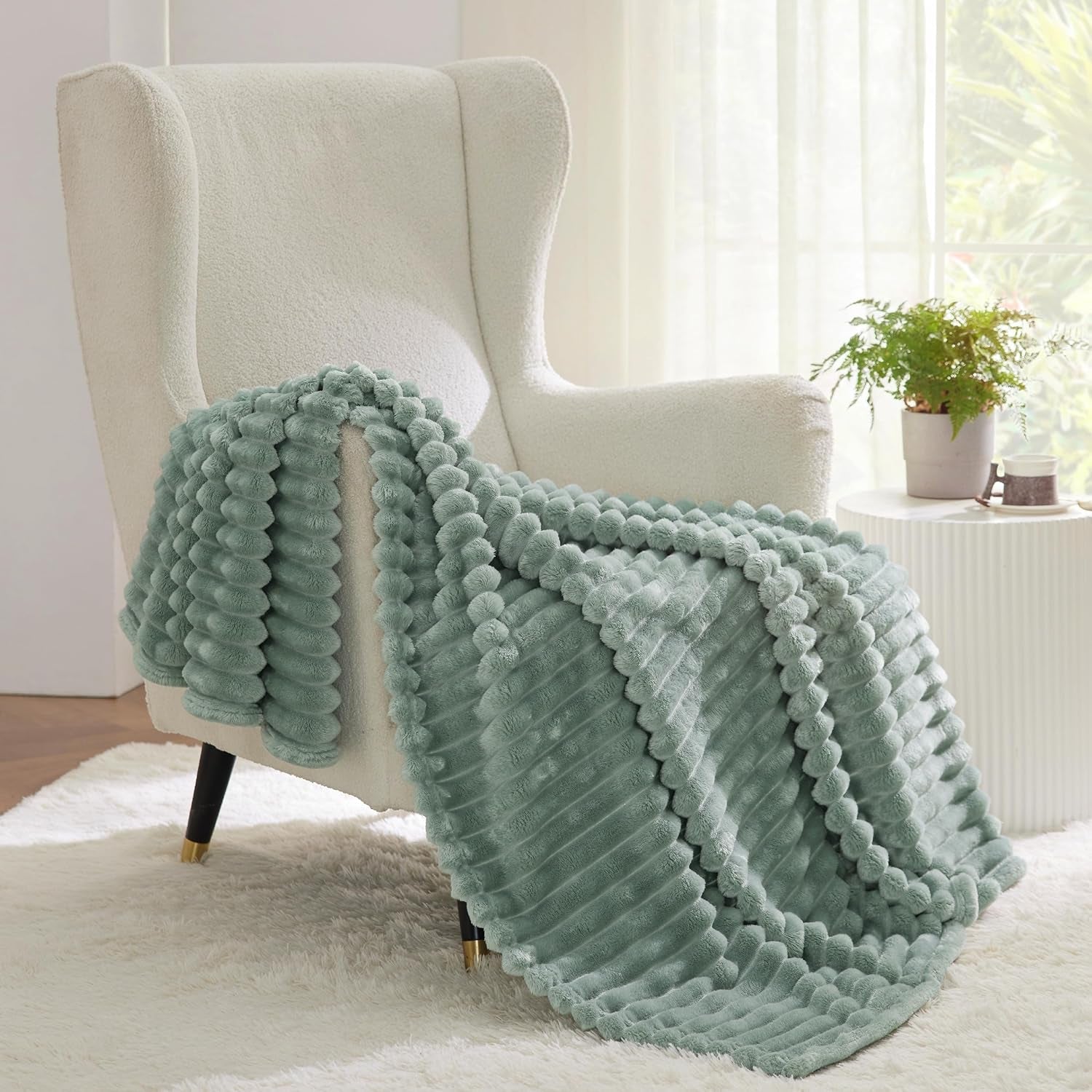BEDSURE Šalvějová zelená fleecová deka na pohovku - Super měkké útulné deky pro ženy, roztomilá malá deka pro dívky, 127 X 152 cm Postele a deky Beuche den BEDSURE-Store