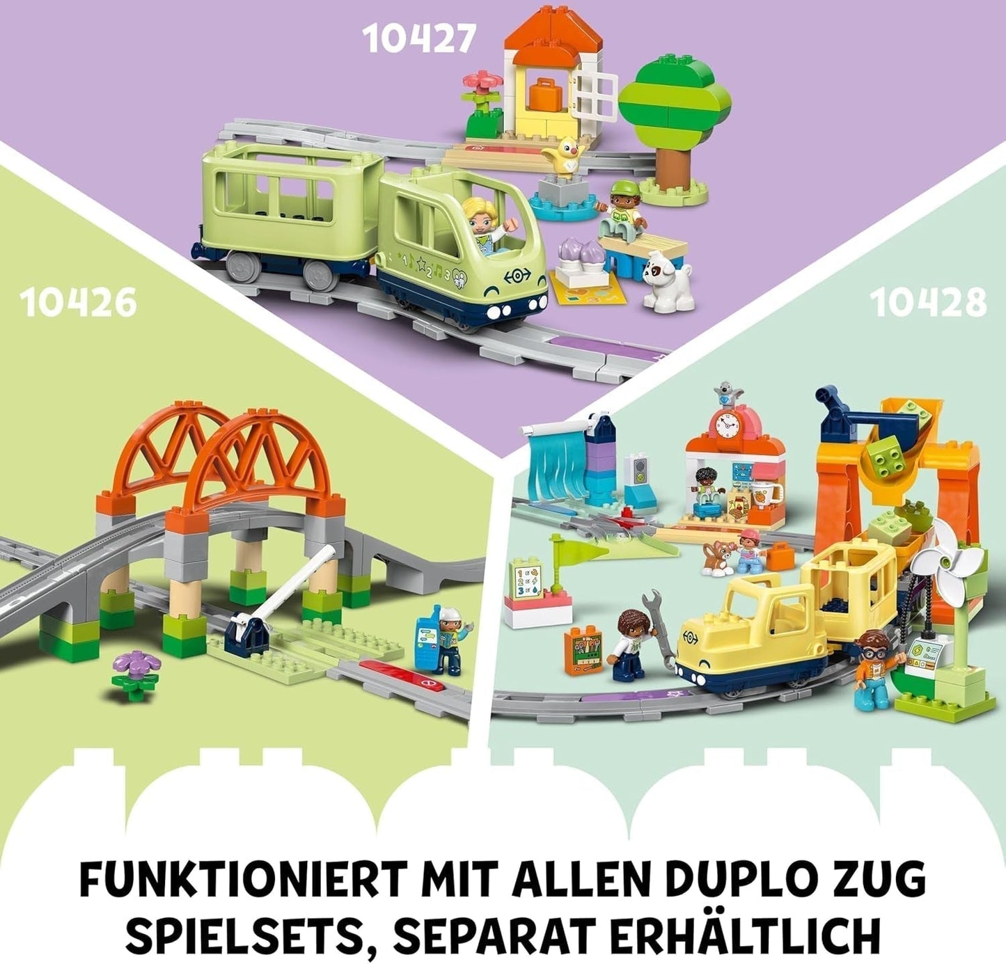 LEGO DUPLO Městská velká interaktivní železnice, stavebnice pro batolata 3 roky stará, lokomotiva Push & Go se světly a zvuky, díly kolejí, vzdělávací hračka pro předškoláky 10428 Stavebnice Beuche den LEGO-Store