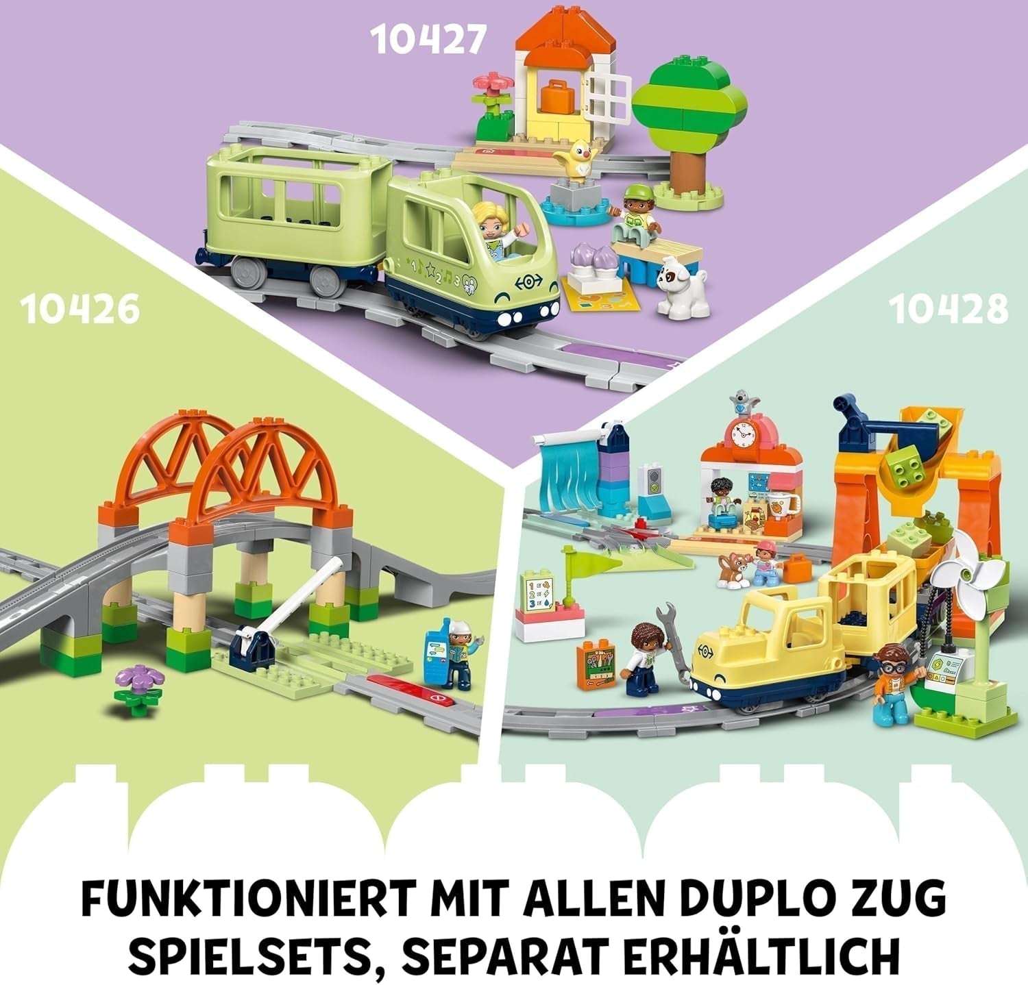 LEGO DUPLO Městská velká interaktivní železnice, stavebnice pro batolata 3 roky stará, lokomotiva Push & Go se světly a zvuky, díly kolejí, vzdělávací hračka pro předškoláky 10428 Stavebnice Beuche den LEGO-Store