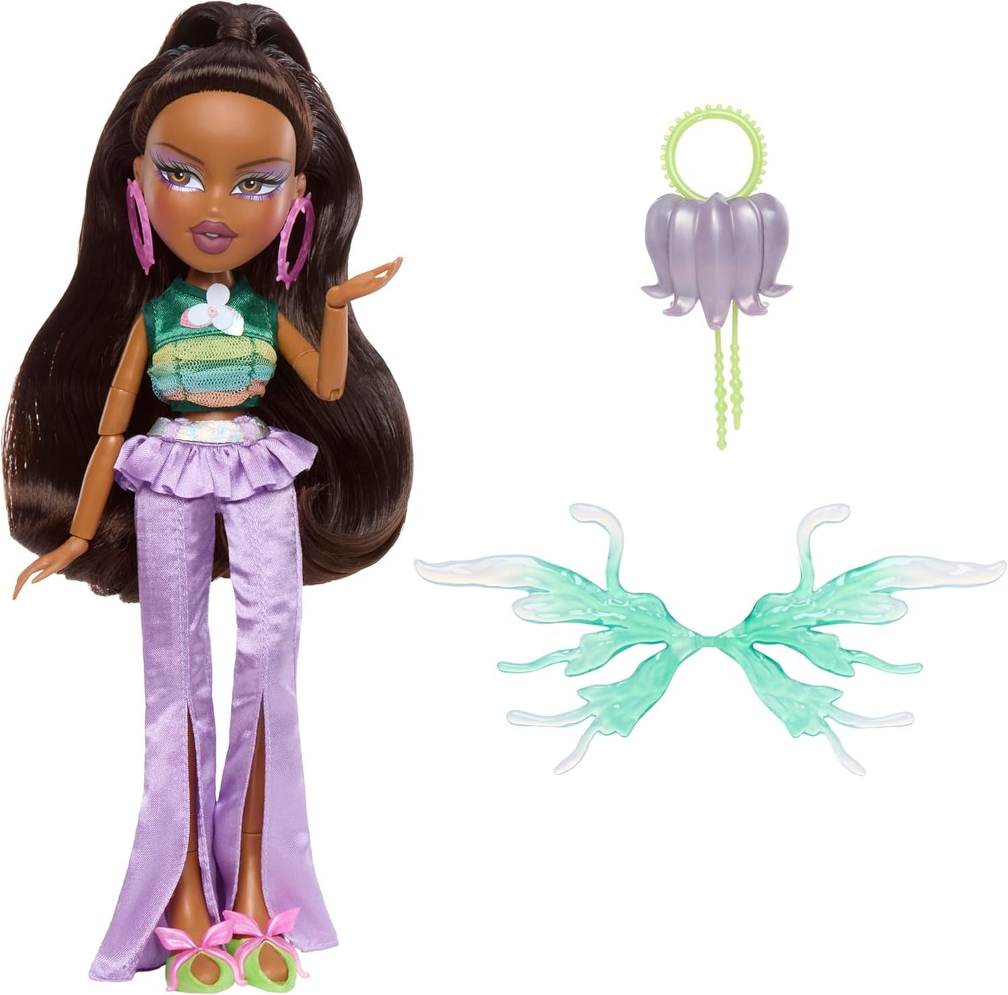 Bratz Fashion Pixiez Sasha Doll - Fantastická sběratelská panenka se skutečnou módou a doplňky, křídly, které se promění v prsten