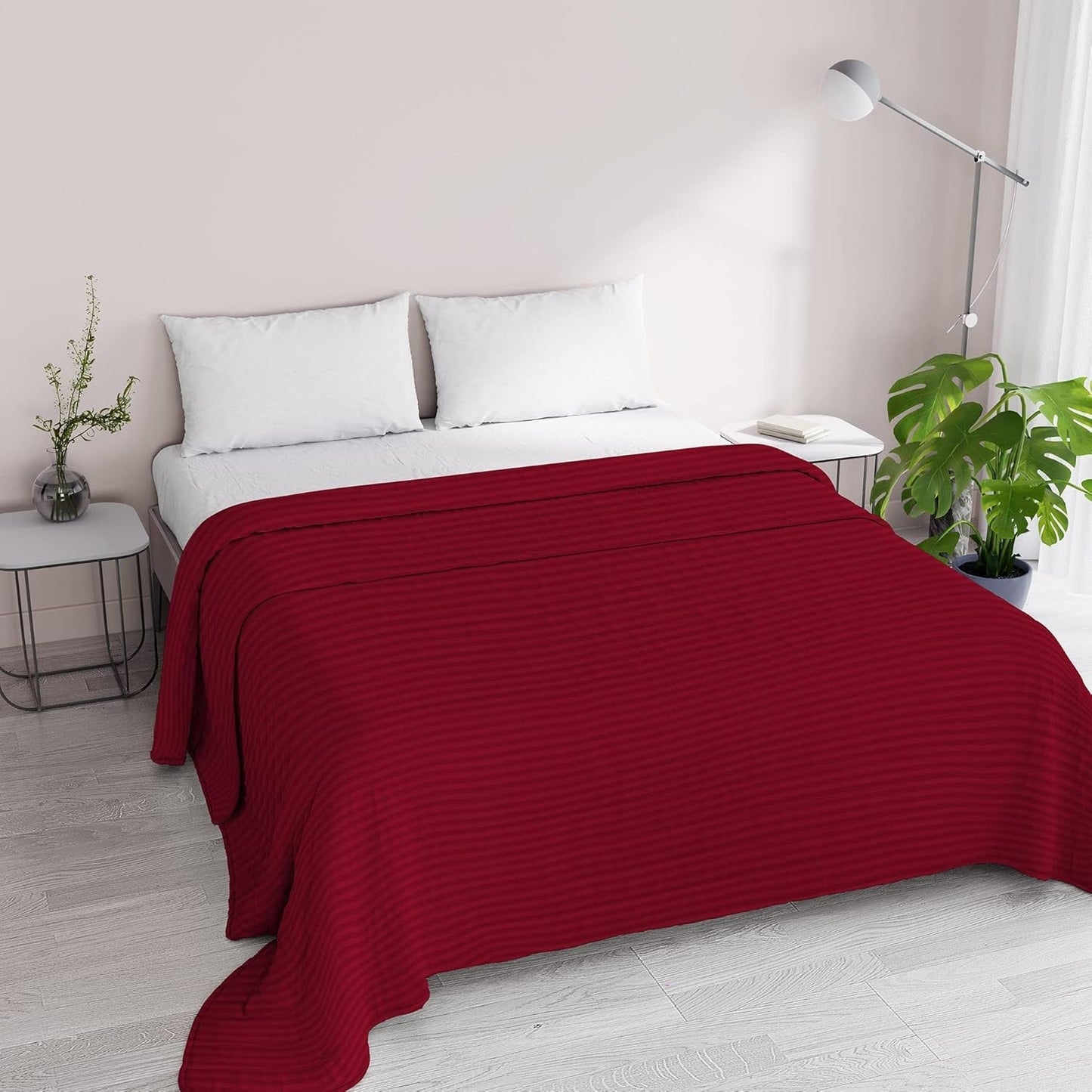 Letní přikrývka Satin Stripes, polyester, krémová, 260X250 Cm Přikrývky a přikrývky Naty Shop Bordeaux 260X250 Cm