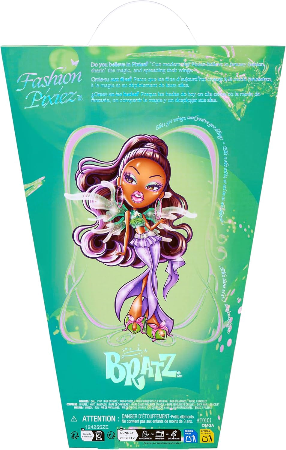 Bratz Fashion Pixiez Sasha Doll - Fantastická sběratelská panenka se skutečnou módou a doplňky, křídly, které se promění v prsten