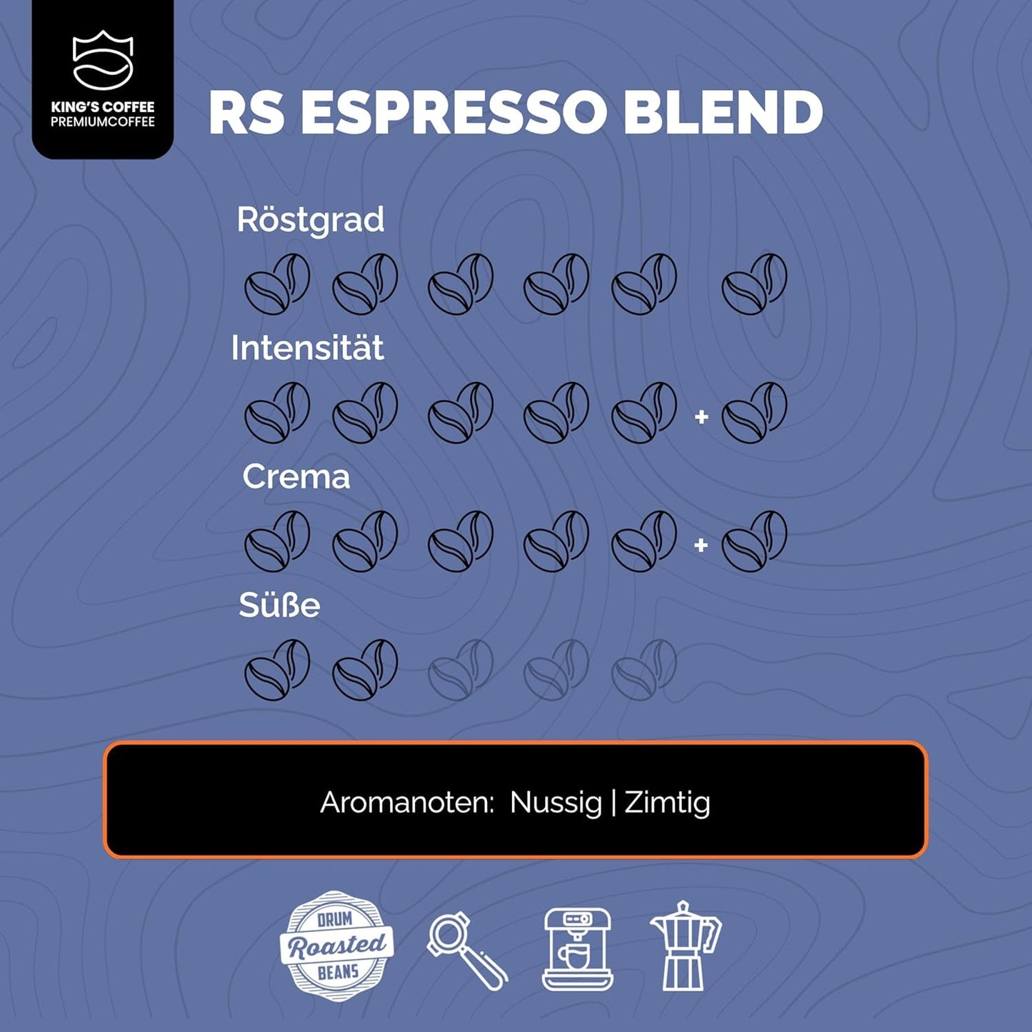 KING'S COFFEE - AMESTEC RS ESPRESSO - 1 kg silná a aromatická zrnková káva - káva s nízkou kyselostí - celozrnná káva - pražení malých dávek z Itálie - zrna espressa pro plně automatické stroje a portafiltrační stroje