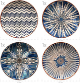 MÄSER 934017 Iberico Blue Jídelní set pro 4 osoby, 12dílný, maurský styl, různé vintage vzory v bílé a modré, keramika