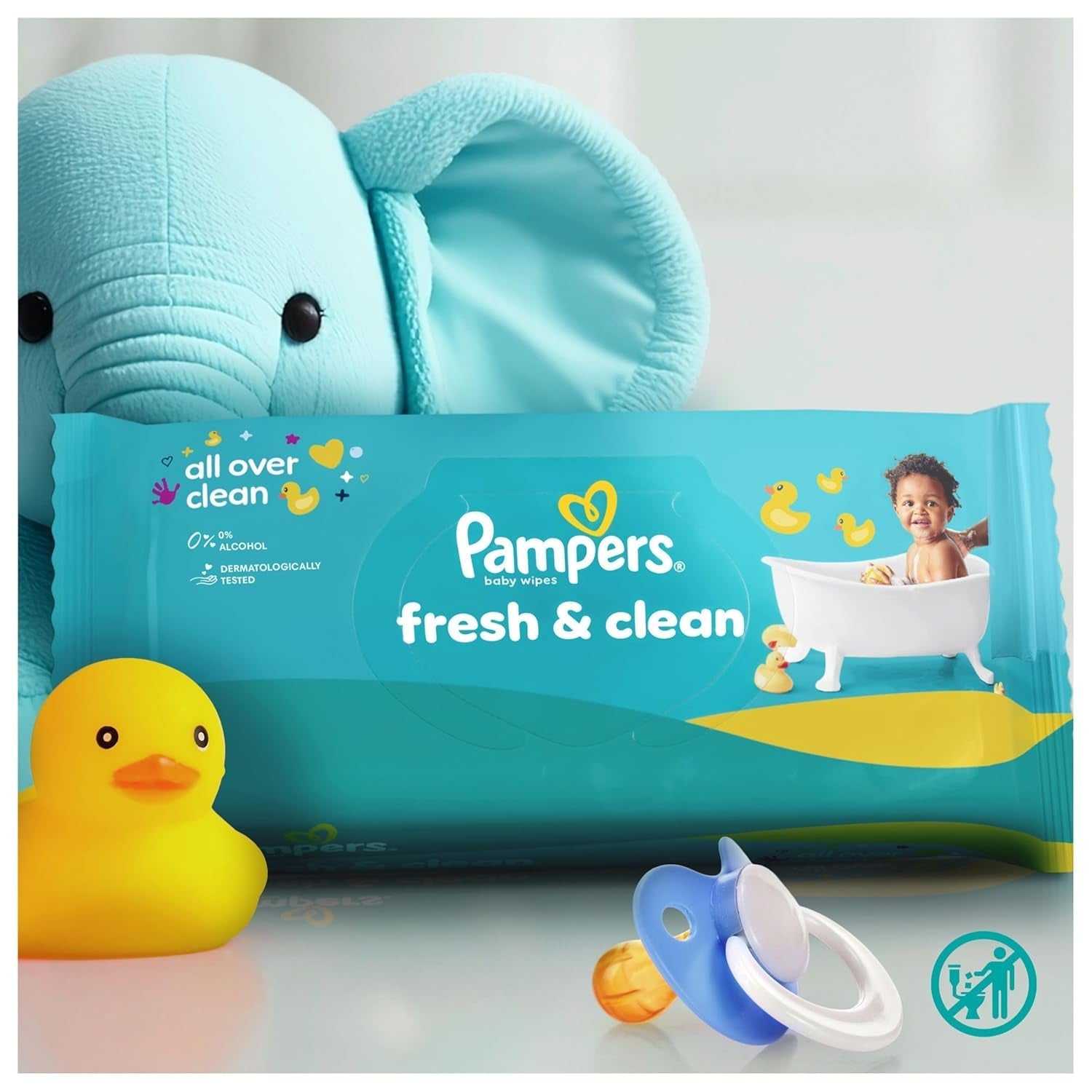 Vlhčené ubrousky Pampers Fresh Clean, 15 balení po 80 ubrouscích, celkem 1200 ubrousků, lehká vůně, vhodné i na ruce a obličej