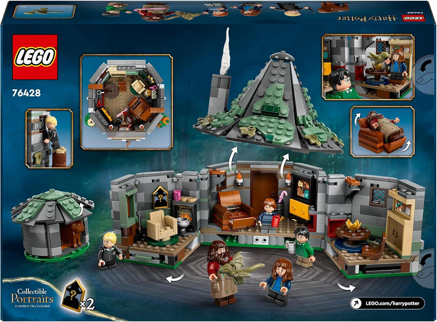 LEGO Harry Potter Hagridova chýše: Nečekaná sada pro návštěvu s 5 minifigurkami a 2 figurkami zvířat, dárek pro ženy a muže, kouzelná dobrodružná hračka, fantasy sada 76428 Stavebnice Beuche den LEGO-Store