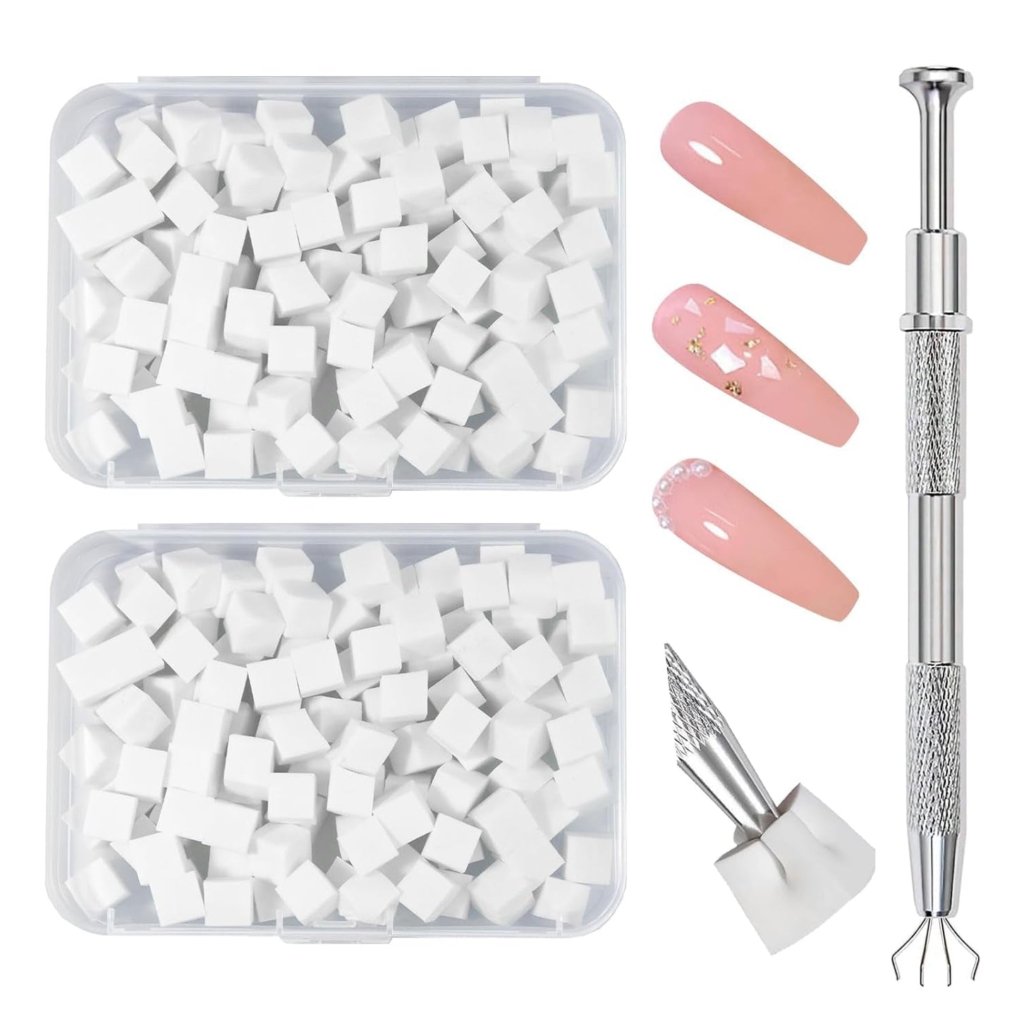 125 Nail Art Schwämme Und 4 Krallen Houba na nehty Metallgreifer Für Ombre Und Gradient Nageldesign, Nagelkunst-Schwamm Pinsel, Maniküre Zubehör Für Nägel, Nail Art Schwämme Für Babyboomer Effekte DIY