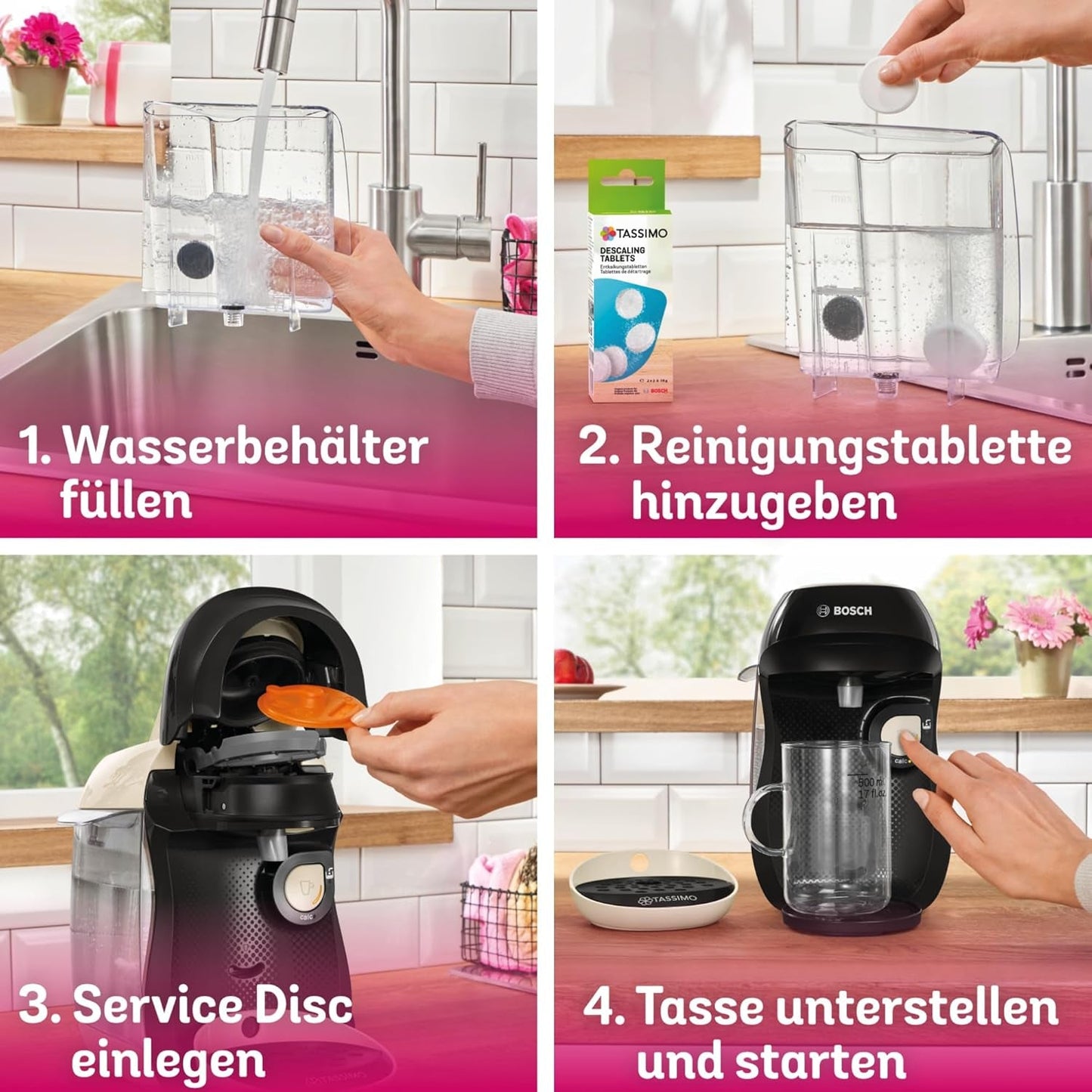 Bosch Tassimo Happy Friendly kávovar na kapsle TAS107E, 70+ nápojů, vhodný pro všechny šálky, Auto-Stop, udržitelný, perfektní dávkování, úspora místa, 1400 W, krémová/černá