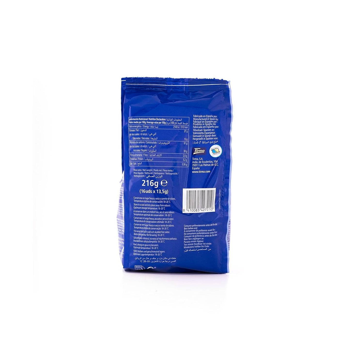 Tirma Mini bílé čokoládové oplatky | (16 jednotek x 13,5g), 216g | Jemná krémová náplň | Bez GMO | Vhodné pro vegetariány | Jednotlivě balené | Balená svačina