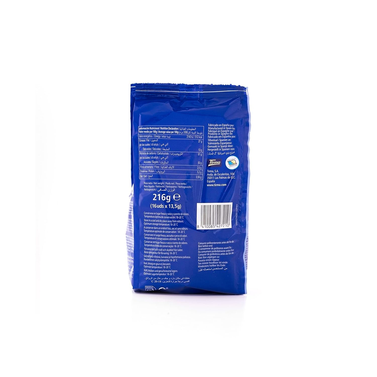 Tirma Mini bílé čokoládové oplatky | (16 jednotek x 13,5g), 216g | Jemná krémová náplň | Bez GMO | Vhodné pro vegetariány | Jednotlivě balené | Balená svačina