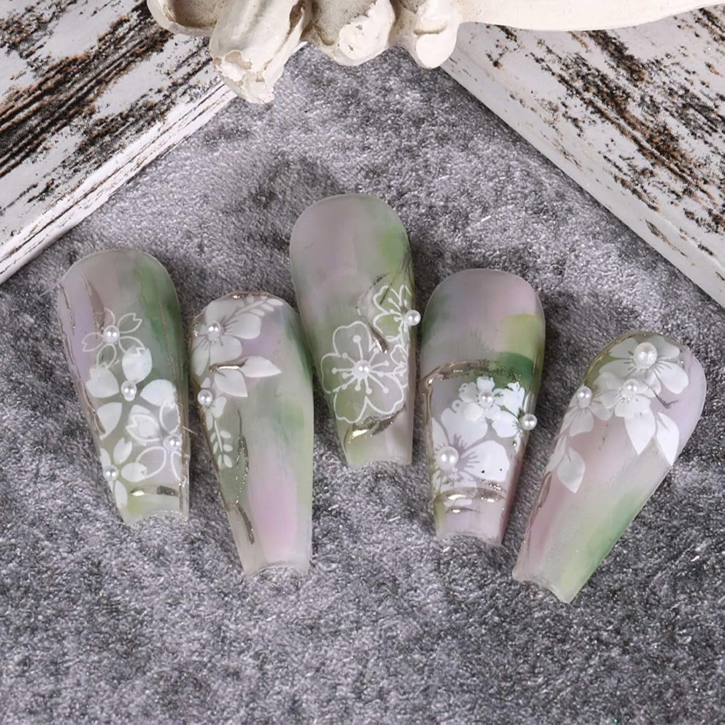 JMEOWIO Nálepka na nehty Frühling Weiße Blume 9 Blatt Nálepka na nehty Selbtklebend Nagelaufkleber Letní Blumen Dekorace Nageldesign Zubehör