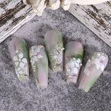 JMEOWIO Nálepka na nehty Frühling Weiße Blume 9 Blatt Nálepka na nehty Selbtklebend Nagelaufkleber Letní Blumen Dekorace Nageldesign Zubehör