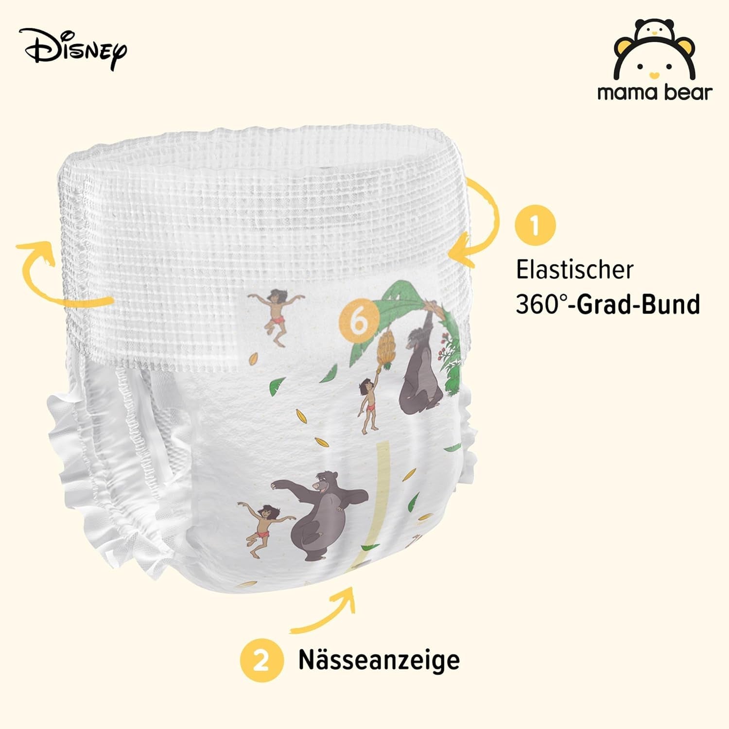 Značka Amazon: Mama Bear Disney Velikost 6 (15+ kg) – měsíční balení, bílá, 120 kusů (2 balení po 60)