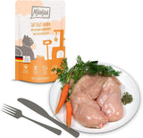 MjAMjAM - prémiové mokré krmivo pro kočky - smíšené balení I - kuře, hovězí maso, srdíčka 12 balení (12 x 125 g), bez obilovin s extra masem