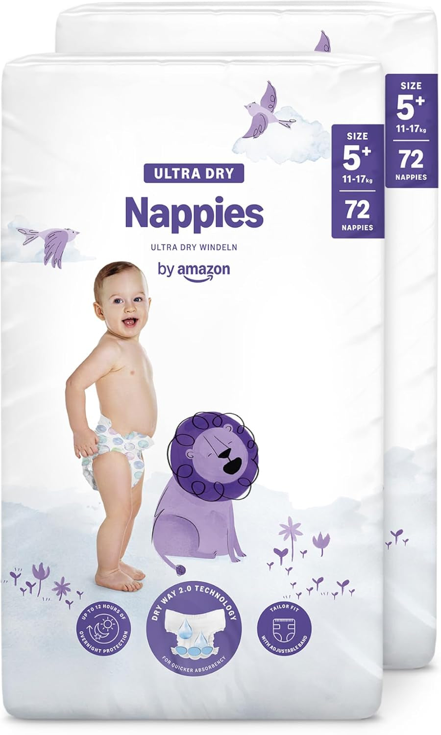 Ultra suché plenky Amazon, velikost 1 (2–5 kg) – měsíční krabička, bílá, počet 96 (2 balení po 48) (dříve značka Mama Bear, identický produkt)
