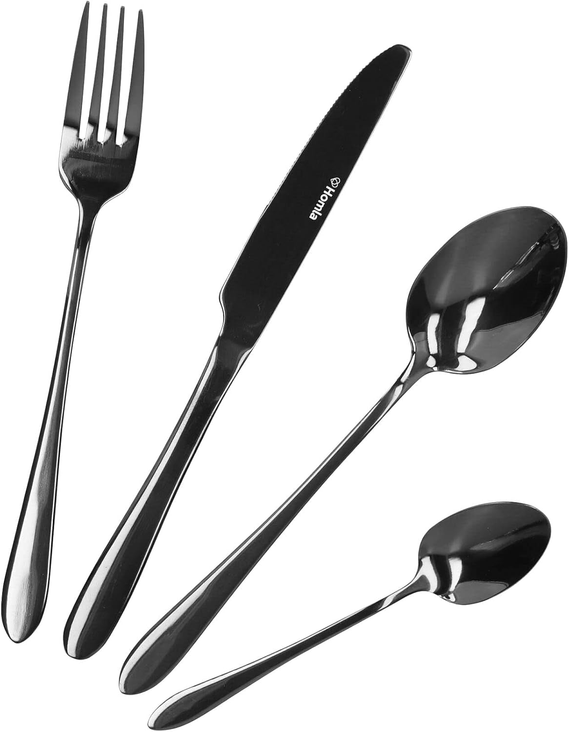 HOMLA Abele Besteckset Für Vier Personen 16-Teilig Edelstahl Hygienisch Elegant Leicht Zu Reinigen Zlatá kuchyně Naty Shop Schwarz