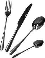 HOMLA Abele Besteckset Für Vier Personen 16-Teilig Edelstahl Hygienisch Elegant Leicht Zu Reinigen Zlatá kuchyně Naty Shop Schwarz