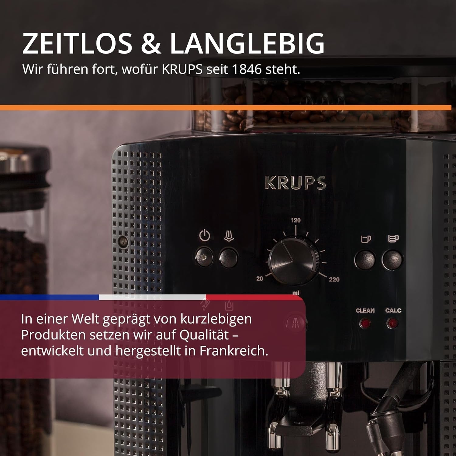 Automatický espresso kávovar KRUPS Arabica Picto, kompaktní design, snadné ovládání, intuitivní nastavitelné otočné ovládání, napěňovač mléka, funkce 2 šálků, kávovar, černý, EA810870