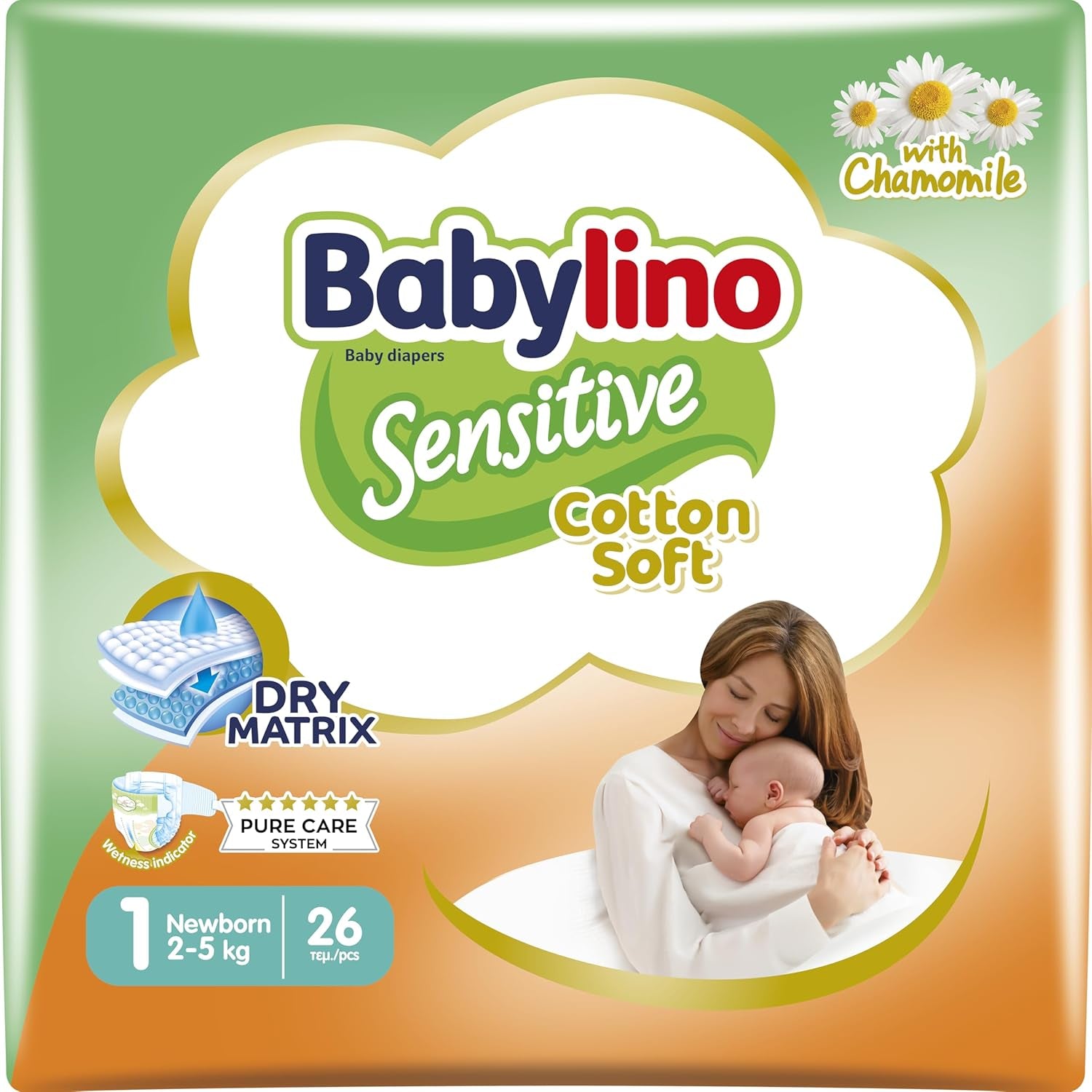 Citlivé dětské plenky, velikost 1, novorozenecké (2-5 kg), 26 kusů