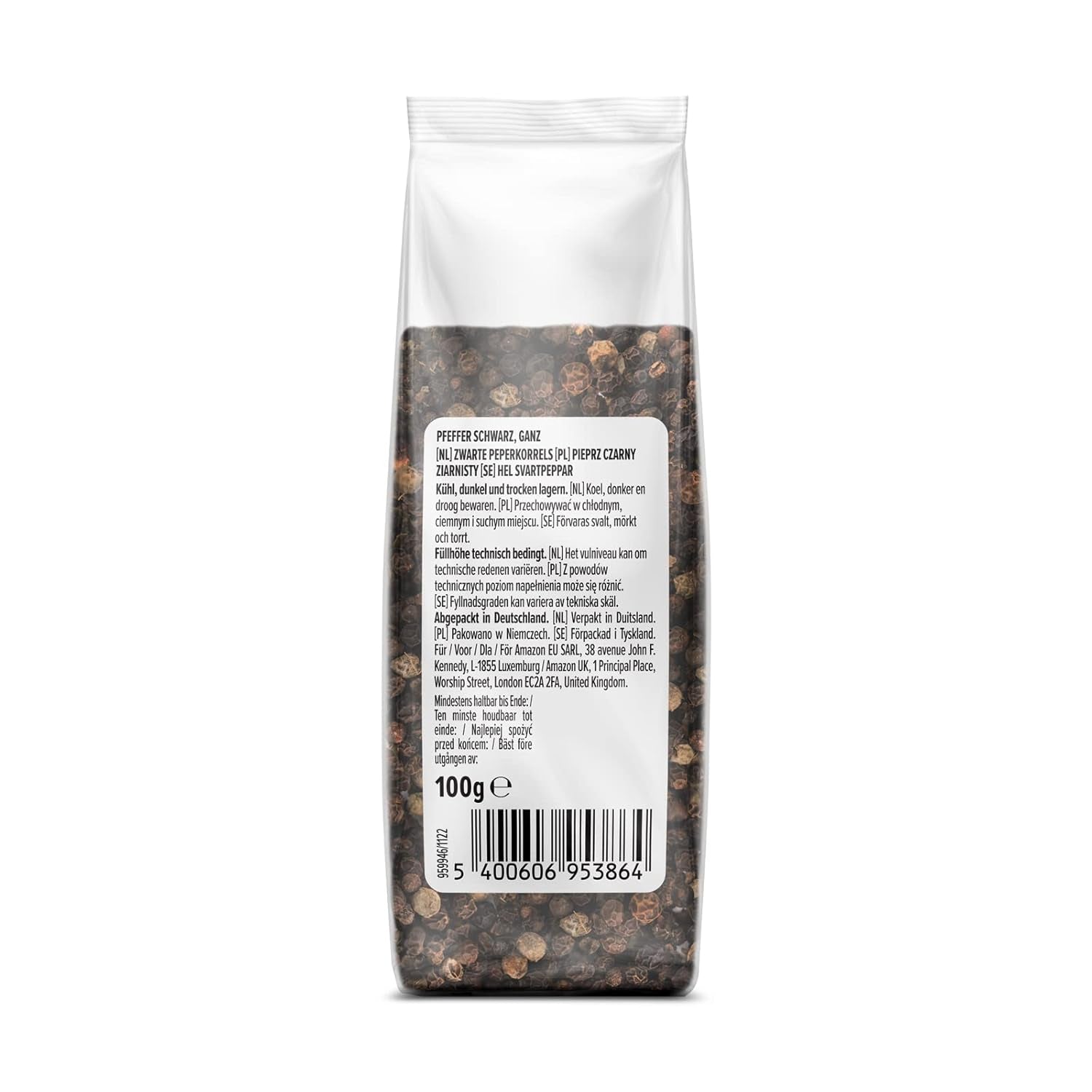 od Amazon Schwarzer Pfeffer ganz, 100 g