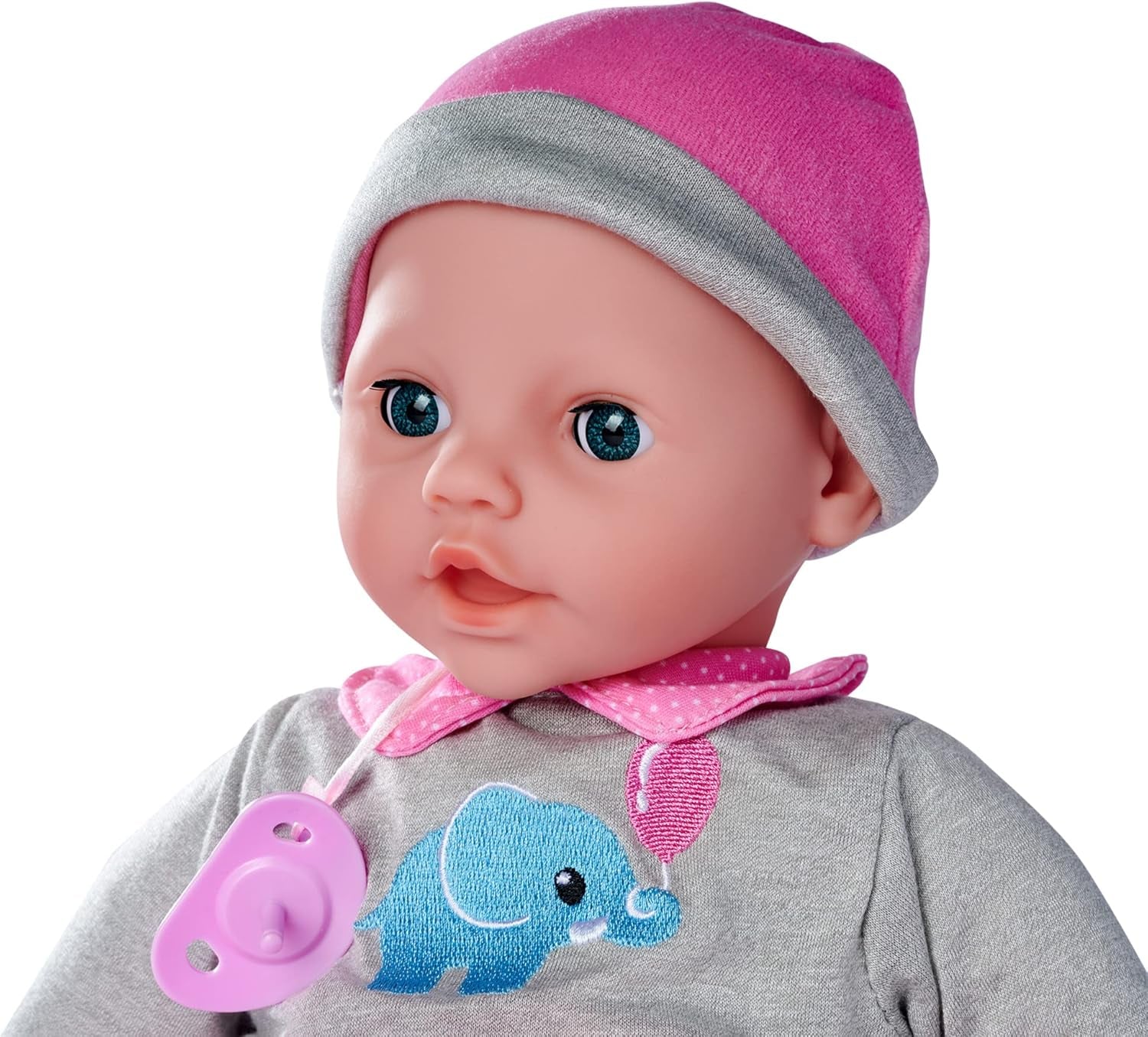 Simba 105140066 - Laura Interactive, panenka s měkkým tělem a ospalýma očima, při pohybu blábolí, pije z lahvičky a usíná, 40 cm, panenka pro děti od 2 let