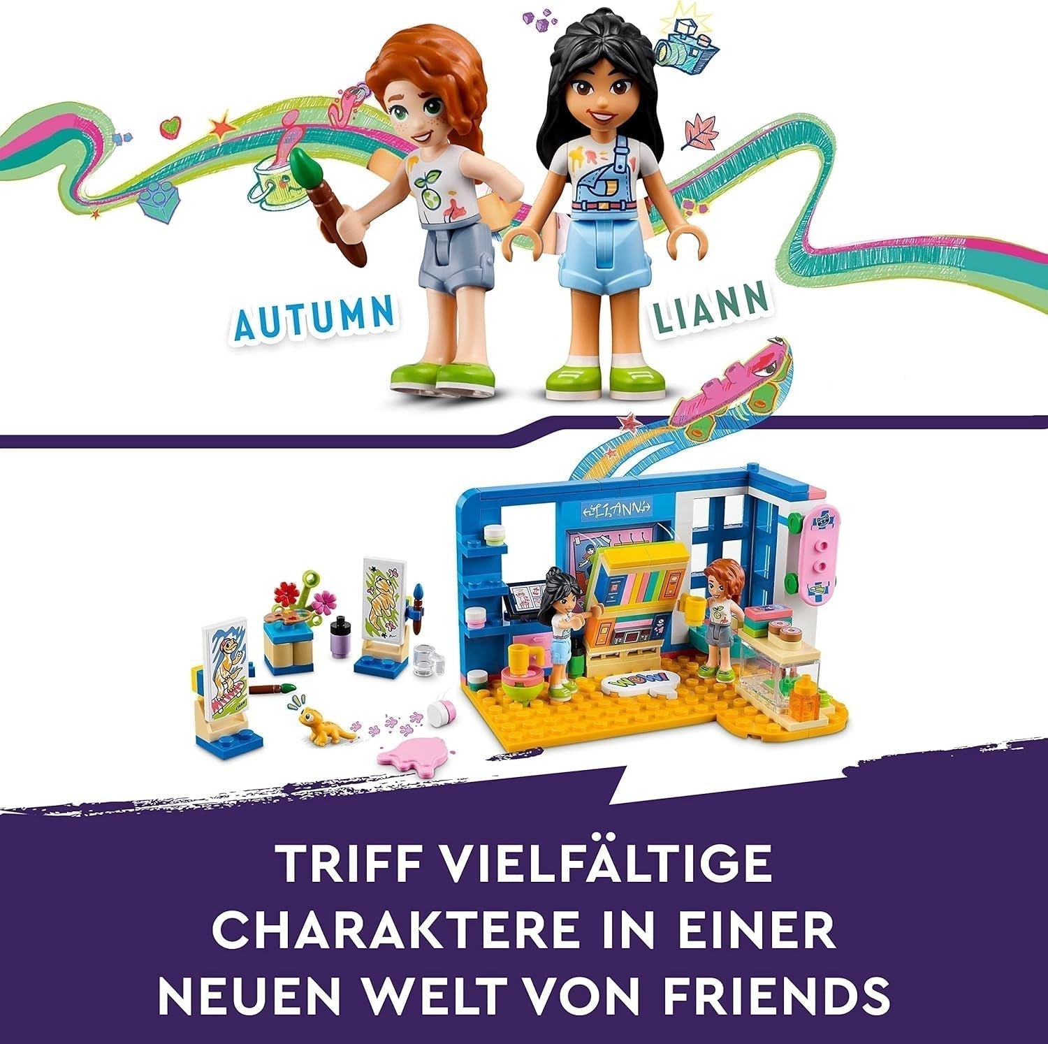 LEGO 41739 Friends Liannin pokoj, minihračka s výtvarným motivem, malý sbírkový dárek s Liann, podzimní mini panenky a domácí mazlíčci Stavebnice řady 2023 Besuche den LEGO-Store