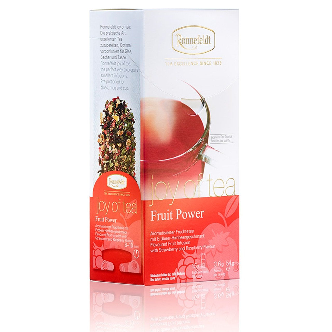 Fruit Power "Joy of Tea" - Ovocný čaj s příchutí jahod a malin, 15 čajových sáčků, 54 g