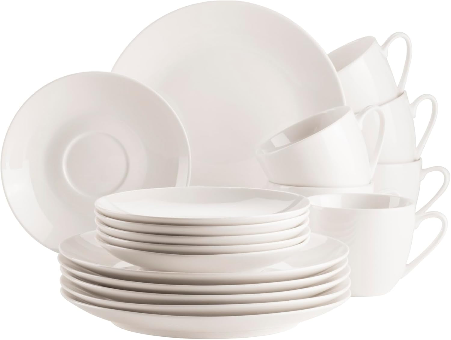 MÄSER 934105 Belmira Series, Klasická kávová sada pro 6, 18dílná kávová sada, Nadčasová, Elegantní, Jemná, Porcelánová, Bílá