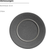 Řada MÄSER Unico, sada nádobí pro 2, nadčasové, elegantní, 8dílný keramický stůl, kamenina, antracit