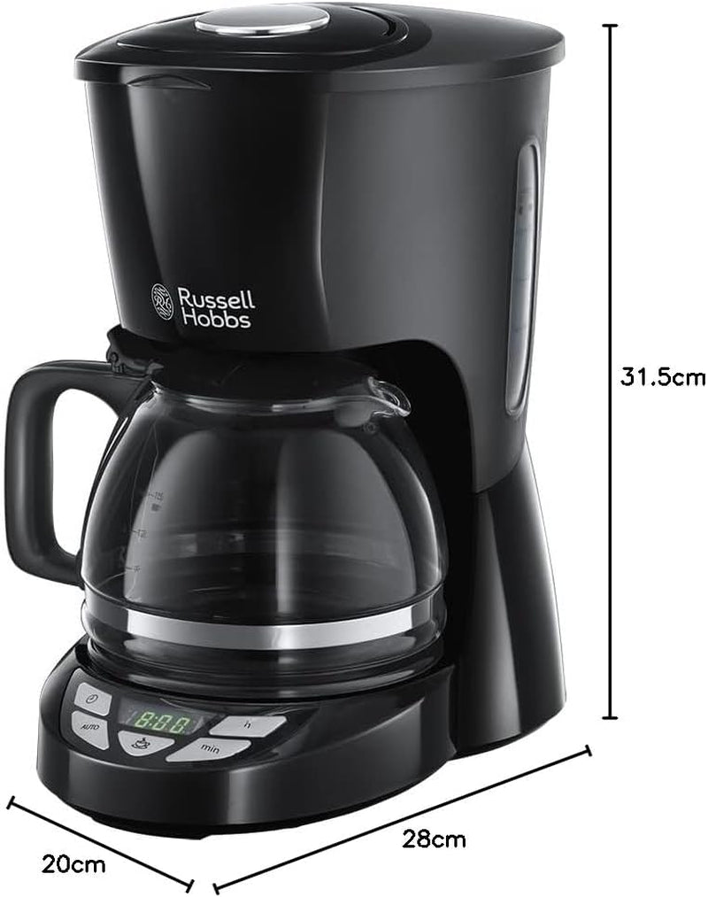 Kávovar Russell Hobbs [Digitální časovač, sprchová hlavice pro optimální extrakci a aroma] Textury+ (1 až 12 šálků, 1,25 l skleněná karafa, ohřívací deska, systém proti odkapávání) Filtrační kávovar 22620-56