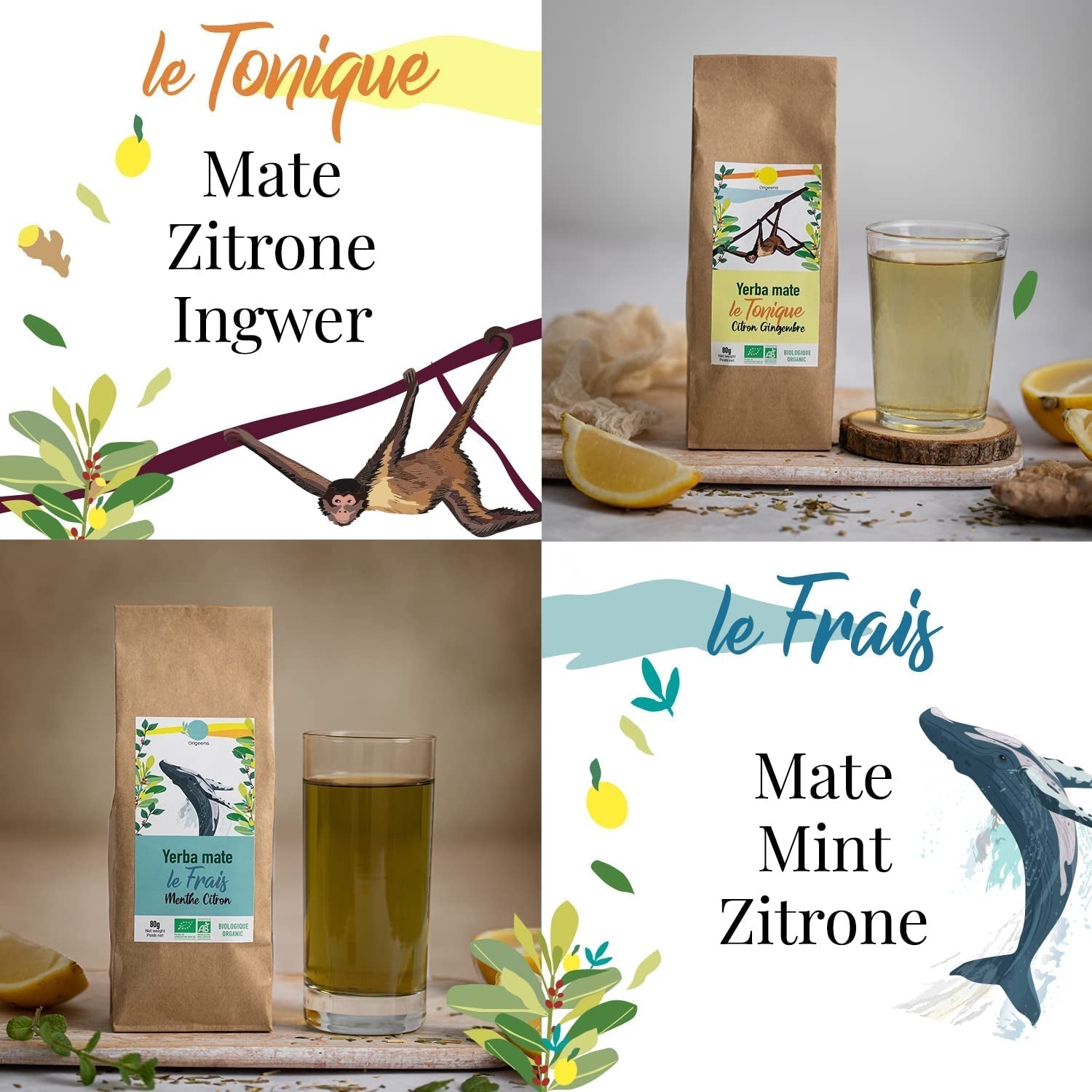 ORIGEENS BIO MATE ČAJOVÁ DÁRKOVÁ SADA X4 I Yerba Mate Bio 4X80G I Yerba Mate čajová sada, tip na dárek