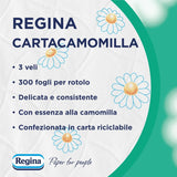 Regina Cartacamomilla – 8 rolí toaletního papíru, 300 načechraných listů, 3 vrstvy, měkký a pevný, obal z recyklovatelného papíru