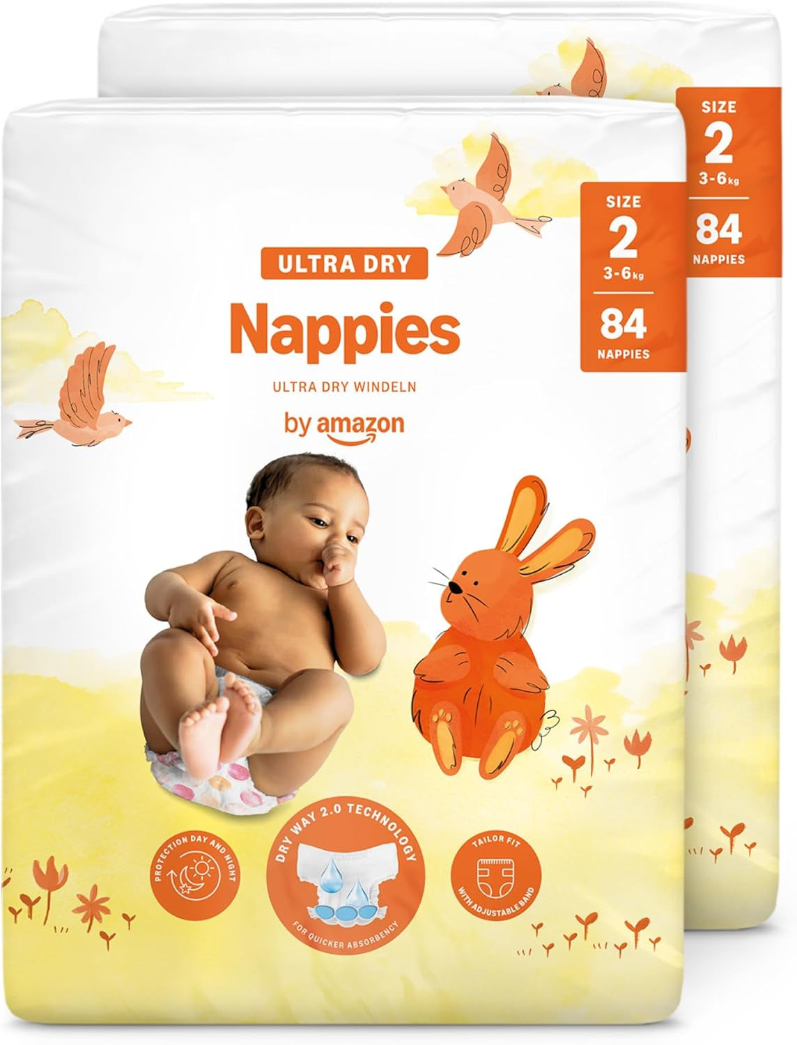 Ultra suché plenky Amazon, velikost 1 (2–5 kg) – měsíční krabička, bílá, počet 96 (2 balení po 48) (dříve značka Mama Bear, identický produkt)