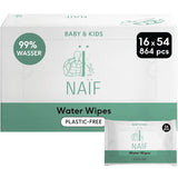 Naïf Plastikfreie Feuchttücher 864 Stück (16Er X 54 Feuchttücher) - Pflege Für Babypo, Körper Und Gesicht - 99 % Aus Wasser - 0 % Parfüm Und Alkohol - Nachhaltige Feuchttücherbox Eukalyptus Sentiv Shop