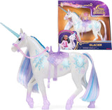 Unicorn Academy Unicorn Glacier – 28 cm vysoký, Laylin originální Netflix Unicorn se skutečnou hřívou a ocasem, odnímatelnou uzdou, sedlem a kartáčem, pro děti od 4 let